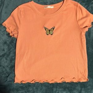 Off pink butterfly shirt